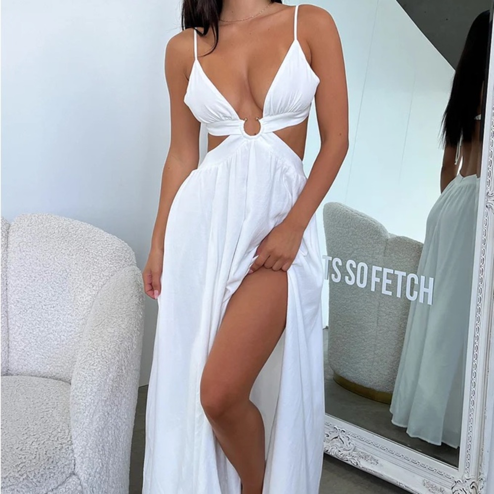 White summer maxi cutout dress